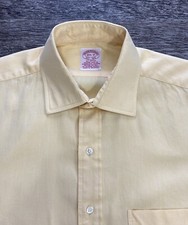 Brooks Brothers Button Up Long Sleeve Dress Shirt Men Size 15.5-2 Cotton Yellow