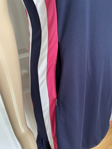 NWT PGA Tour XS Blue Pink White Striped Pleats Stretch V Neck Sport Tennis Dress - Picture 4 of 12