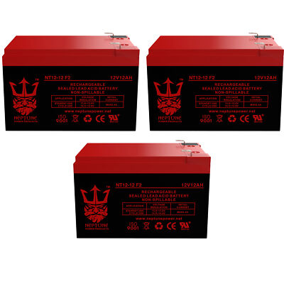 ScooterX Dirt Dog 12V 12Ah Electric Scooter Battery by Neptune - 3 pack