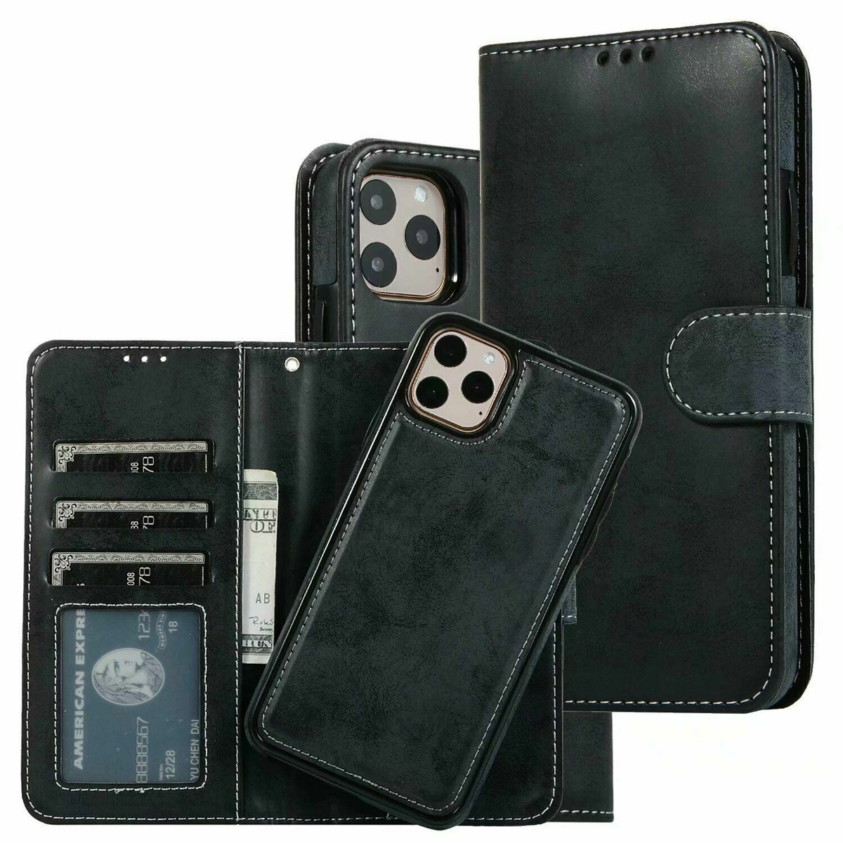 For iPhone 16 15 14 13 11 XS Max XR Leather Wallet Case Card