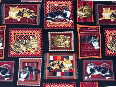 Vintage Cats Portrait Quilting C. S. Shamash & Sons Cotton Fabric 1.5+ Yards
