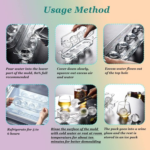 Stampo per Macchina di Palle di Ghiaccio, 2 Pollici Grande Rotondo Stampo per Cubetti di Ghiaccio per Whisky, Cocktail e B - Foto 6 di 12