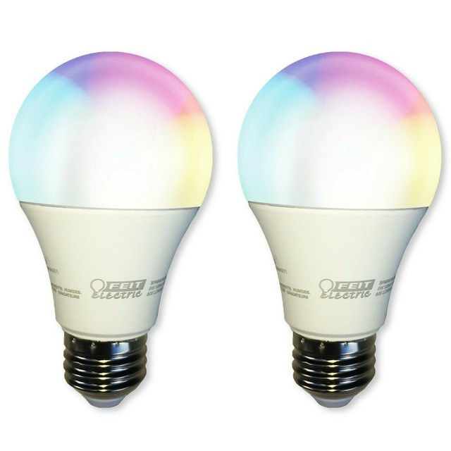 2-PACK FEIT Smart Light Bulb Color Changing Dimmable Tunable White WiFi