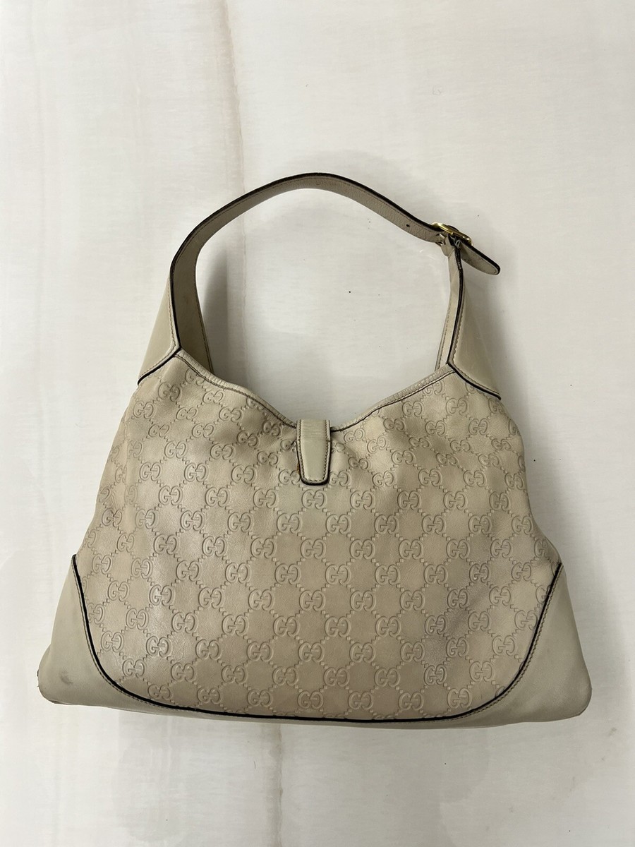 GUCCI Borsa Jackie Pelle Beige Guccissima Misura Media