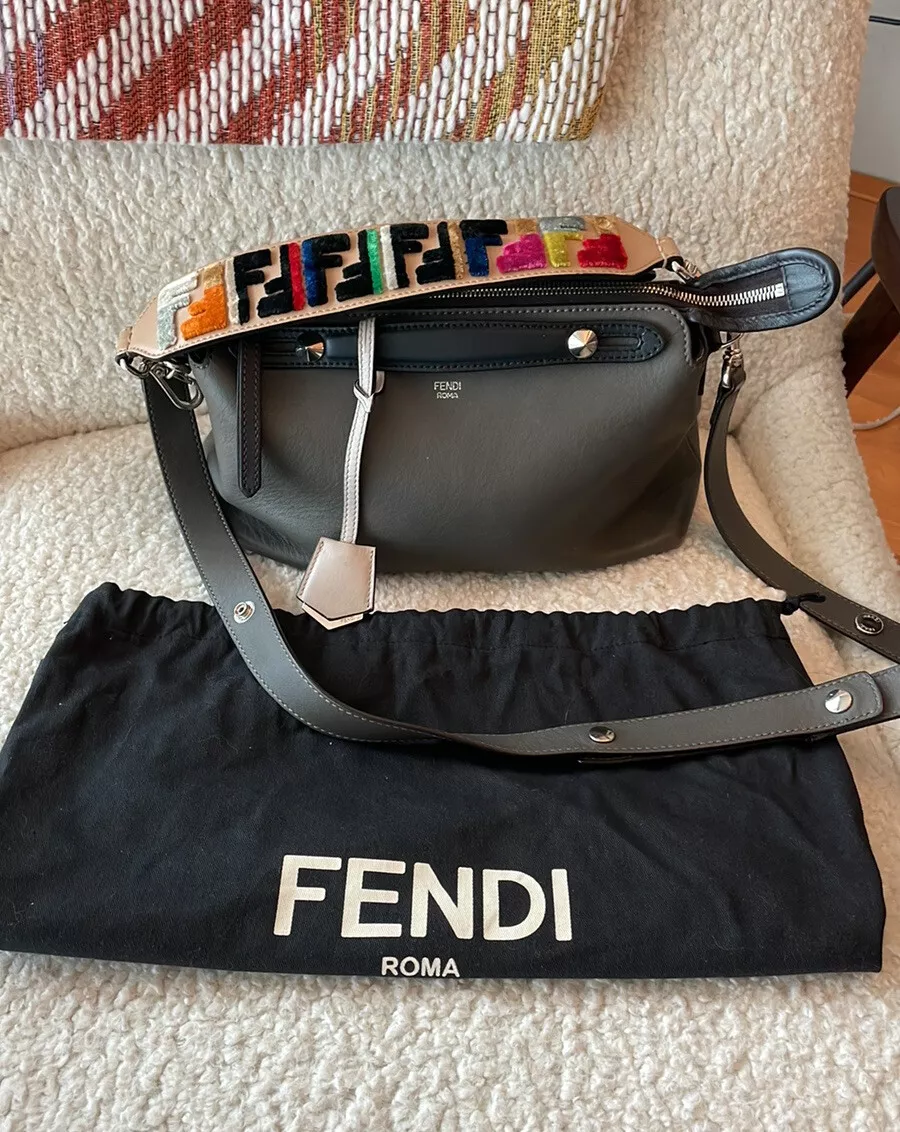 Fendi By The Way Medium Boston Bag with Velvet Logo Strap eBay