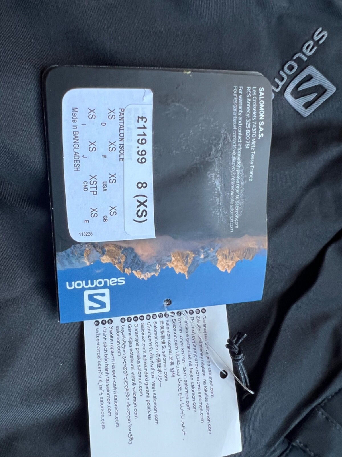 Pantaloni da sci da donna Salomon salopette da sci taglia 8 XS neri nuovi con etichette prezzo standard £119 99