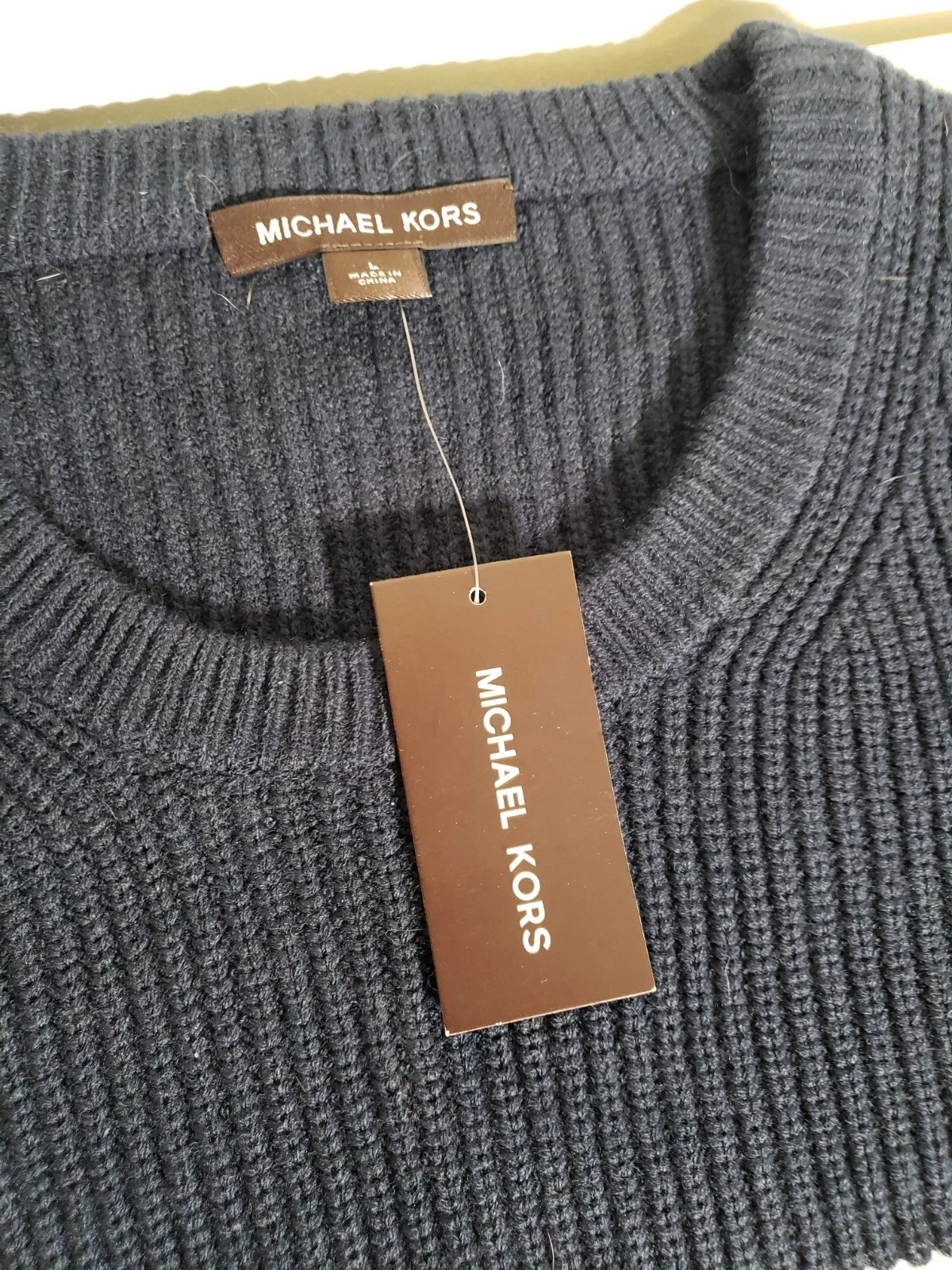 Felpa Michael Kors blu bianca a righe maglia pullover maglione taglia large