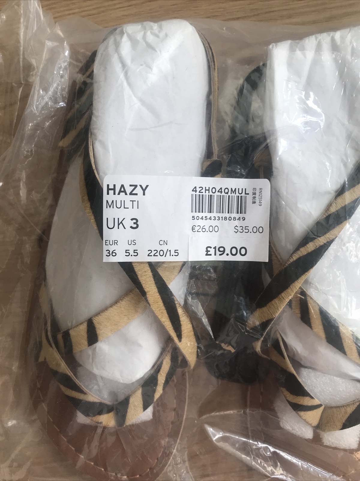 APL Topshop Real Leather Ladies Womens Sandals Hazy Striped Size 3 BNWT