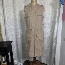 CALVIN KLEIN Women's Khaki Tan Sleeveless Midi Dress, NWT, Size 8