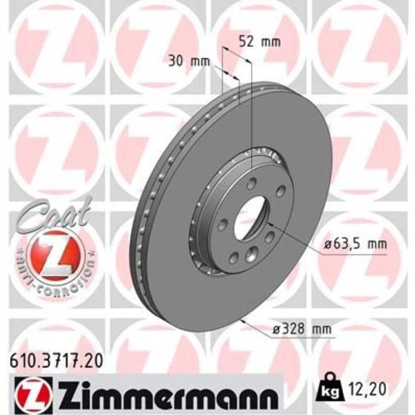 Zimmermann 2X Bremsscheibe Vorne Ø328 Mm AußEnbelüFtet FüR Volvo XC60 156 D4 D5-image