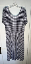 Draper James NWT Tammy Midi Gingham Jersey Dress Navy Blue Size L. d528
