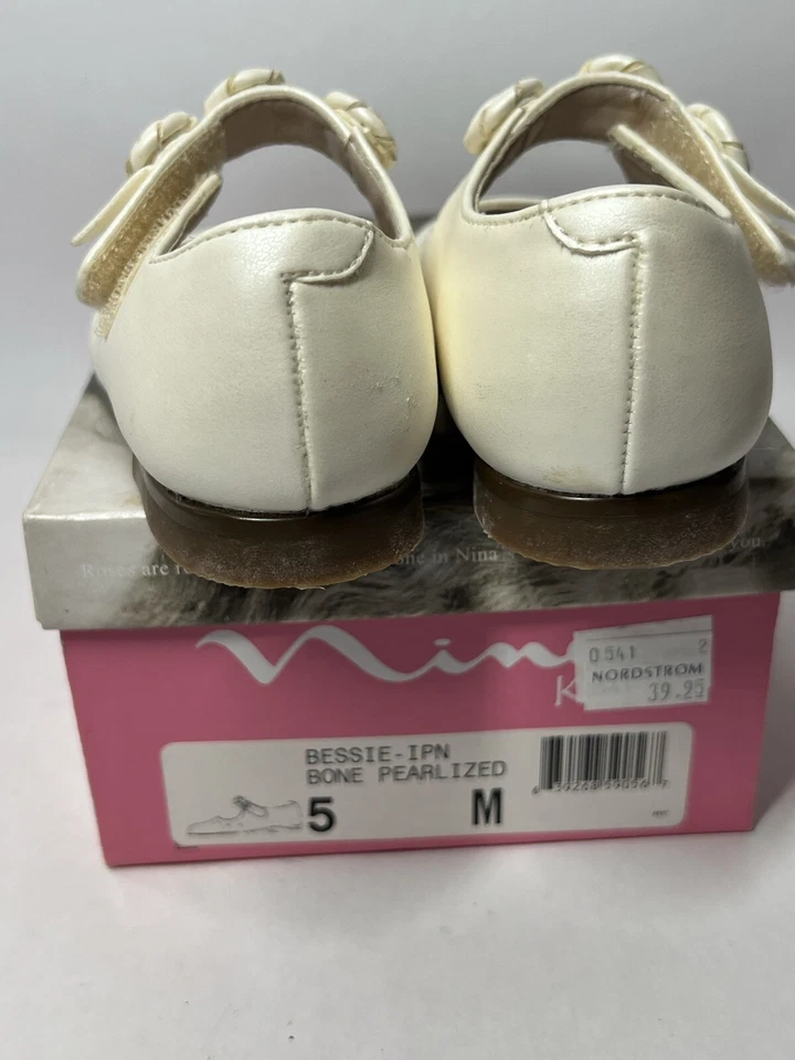 Nina Kids Toddler Girl Shoes 5M Bessie Bone White Pearlized Mary Janes Dressy - Image 3 of 4