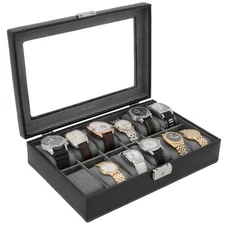 Leather Watch Box 12 Watch Black Brown Burgundy