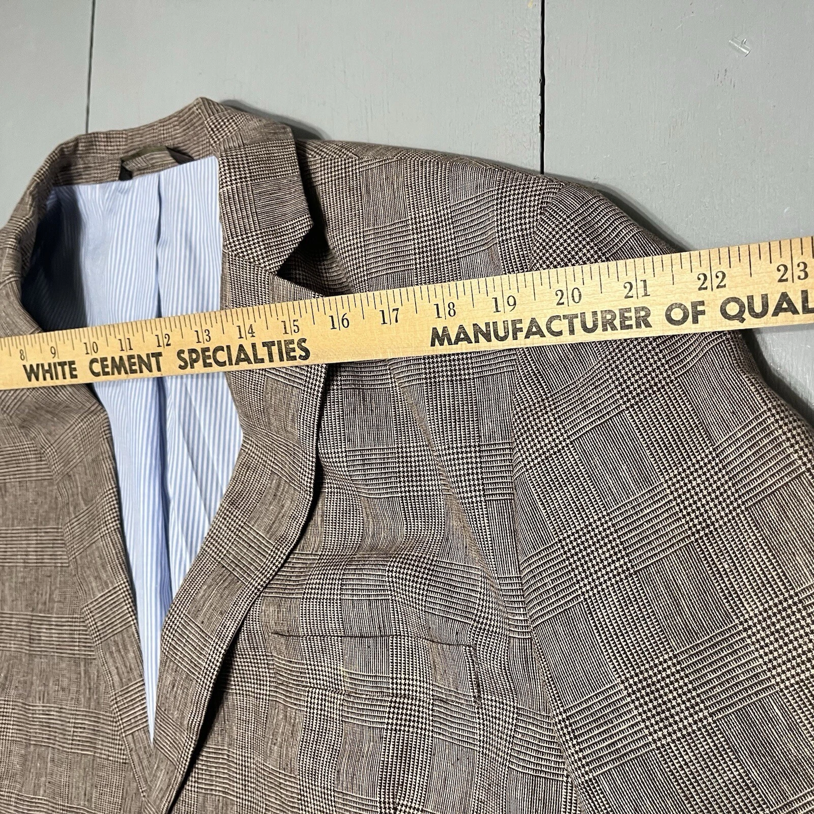 Tasso Elba Blazer Linen Cotton Blend Island Wear Large 42-44 Glen Plaid Grey image 8
