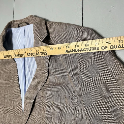 Tasso Elba Blazer Linen Cotton Blend Island Wear Large 42-44 Glen Plaid Grey image 8