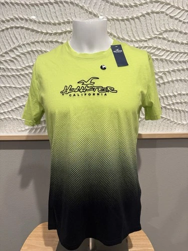1) Hollister New W Tags Men’s SZ M Neon Green Embroidered Logo SS T- Shirt