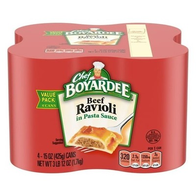 Chef Boyardee Beef Ravioli Pasta Sauce Ready to Eat 15 oz Cans Pack of 4