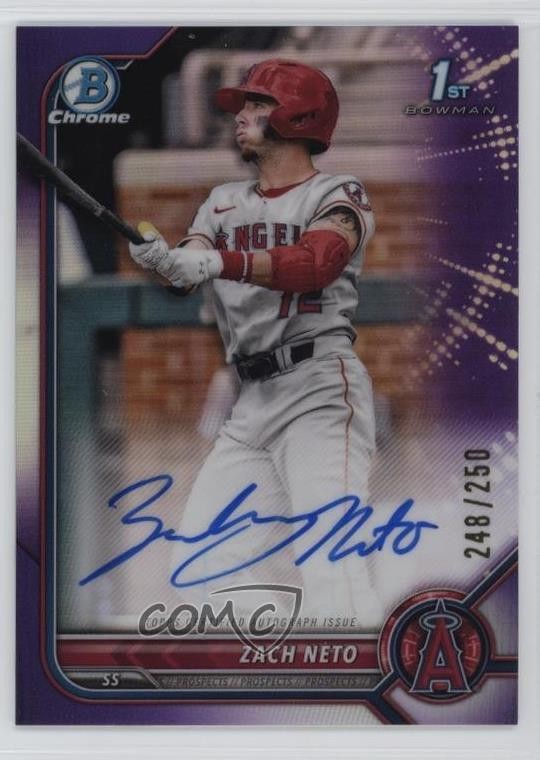2022 Bowman Draft Chrome Purple Refractor 248/250 Zach Neto #CDA-ZN Auto