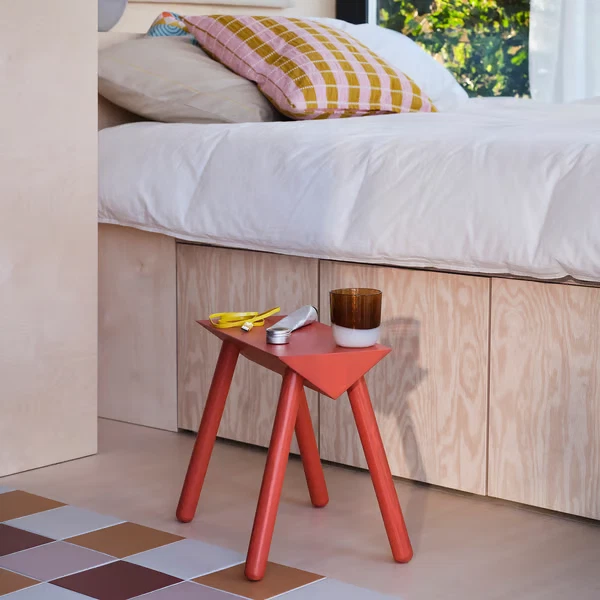 IKEA OMMJÄNGE Stool Orange-Red Stained Pine Swedish Design Lightweight New - Image 2 of 4