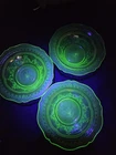 Vintage Set Of 3 Federal Glass Patrician Spoke 6" Uranium Depression Glass Bowls
