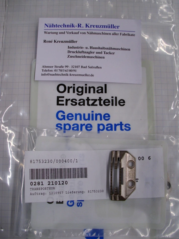 Dürkopp Adler 281 0281210120 Transporteur Stoffschieber Nähmaschine