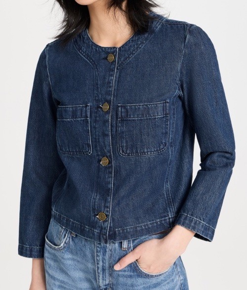 FRAME Collarless Button Front Jacket Denim Womens… - image 1