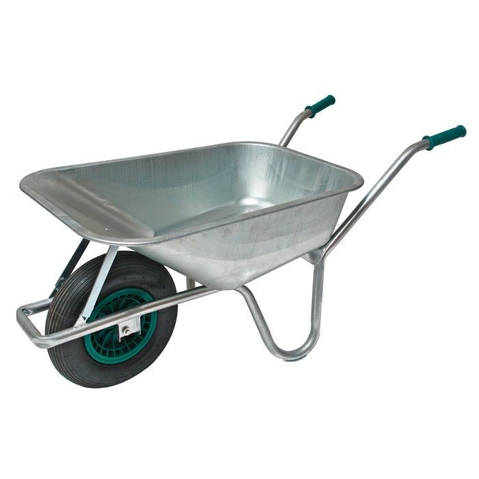 Brouette en acier galvanisé haut de gamme avec roue 380 mm pour usage intensif