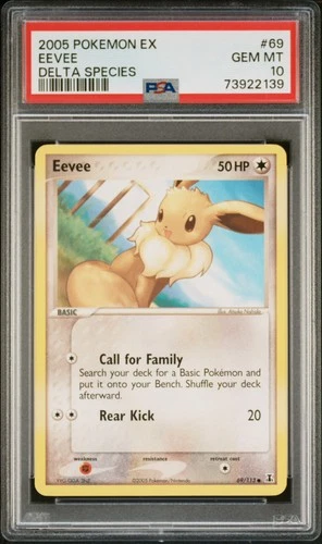 2005 POKEMON EX DELTA SPECIES #69 EEVEE PSA 10