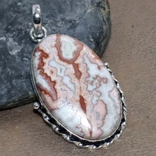 925 Silver Plated Mexican Laguna Lace Pendant 1.9" Unique Gift Jewelry GW