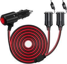 12V/24V 1 to 2 Car Cigarette Lighter Splitter Power Charger Adapter,13FT