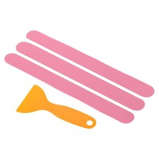 Non Slip Bathtub Stickers 8 x 0.8 Inch, 6 Pack Square with Scraper, Pink