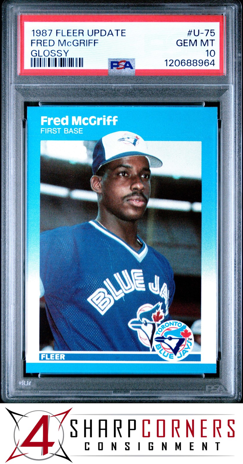 1987 FLEER UPDATE GLOSSY #U-75 FRED McGRIFF BLUE JAYS HOF PSA 10