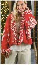 (7051) Super Chunky Knitting Pattern for Lady's Snowflake Cardigan Sizes 8-38!