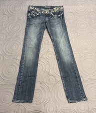 Miss Me Women's Size 28 Modelo Style JP4380 Jeans Straight Distressed Bling