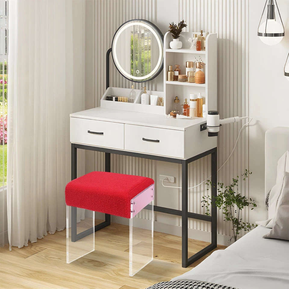 Modern Minimalist Acrylic Stool Chair, Makeup Stool Chair with Cushion - Image 3 of 4