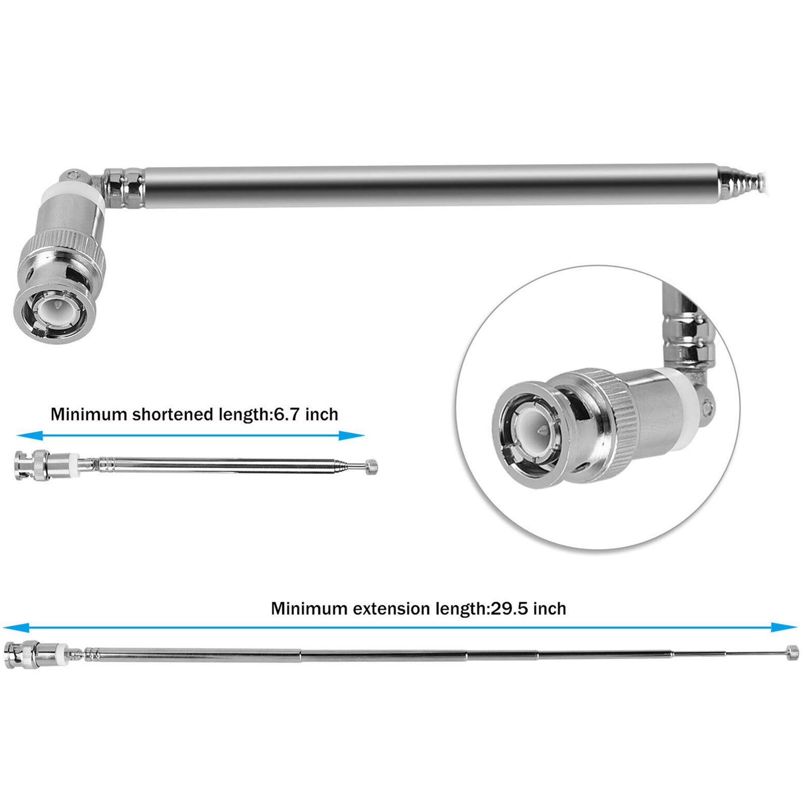 1 Pair VHF/UHF/AM/FM BNC Connector Telescopic Antenna Accessories For Radio