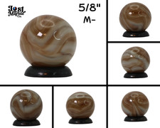 VINTAGE 5/8" Swirl Marble Translucent brown white ribbons in clear base M-