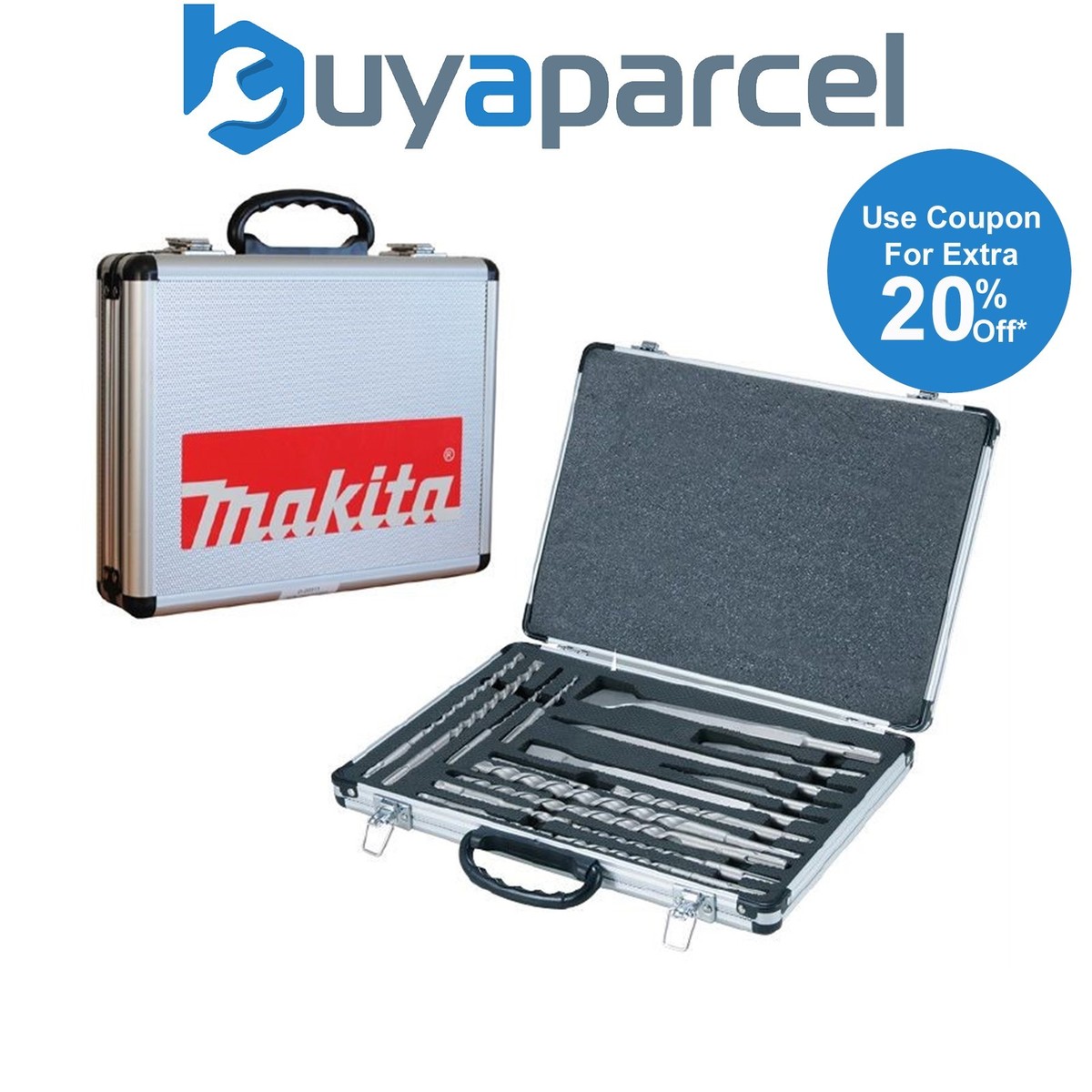 Makita D-21200 17 Piece SDS Plus Drill Bullet Cold Flat Chisel Set Metal  Case