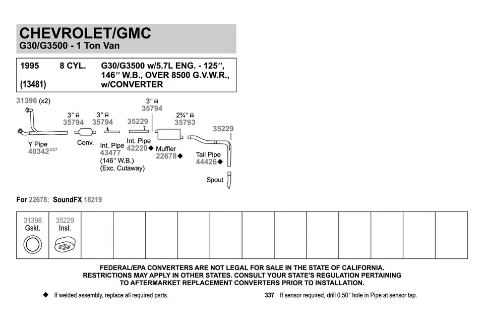 For Chevy Express 3500 96 Walker Aluminized Steel Exhaust Intermediate Pipe - Image 4 of 4