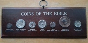1969 Vintage Ancient Coins of the Bible With Wooden Plaque