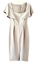 Asos Short Sleeve Square Neck Flutter Sleeves Prom Dress Womens Size 2 Beige