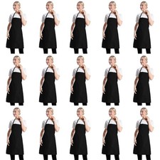 15 PCS Black Bulk Aprons for Women Men Unisex Adult with 2 Pockets, Chef Kitc...