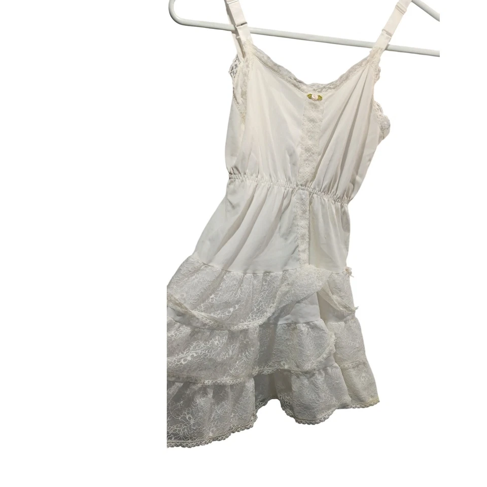 Her Majesty Girl's Vintage Lace Ruffle Slip Dress White Size 10 Cottagecore - Image 3 of 4
