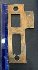 Antique / Vintage Door Strike Plate, Mortise, Striker, Keeper, Copper 3-1/4”