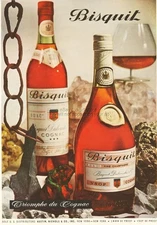 1960 Bisquit & Dubouche Cognac VSOP Vintage Man Cave She Shed Bar Wall Décor Ad
