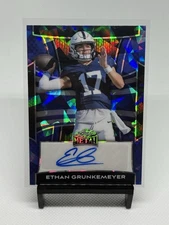 2025 Leaf Metal Football Ethan Grunkemeyer Blue Color Match Cracked Auto /8