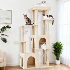 61in Multi-Level Cat Tree Tower Furniture Activity Center with Scratching Posts