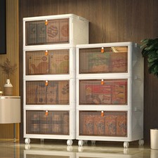 Large Folding Storage Box Stackable Case Cabinet Closet Home Organizer on Wheels