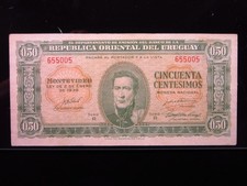 Uruguay 50 Centesimos L 1939 1966 P33 i5005 Central Bank Currency Money