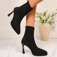 Stivaletti Eleganti Donna Con Tacco Alto 10 cm In Velluto Nero Da Sera CF65382